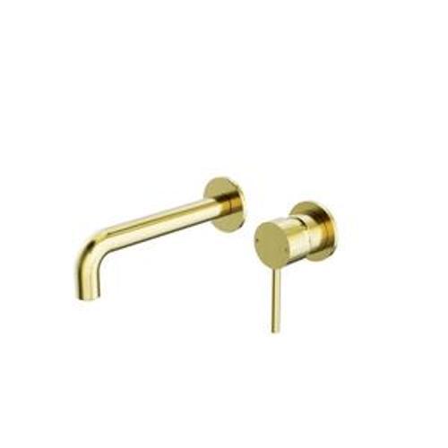Dolce Wall Basin Bath Mixer Brushed Gold Separate Back Plate - Nero