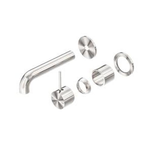 Mecca Wall Basin Bath Mixer Brushed Nickel Separate Back Plate Handle Up 120mm