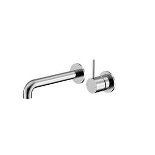 Mecca Wall Basin Bath Mixer Chrome Separate Back Plate Handle Up - Nero 120mm