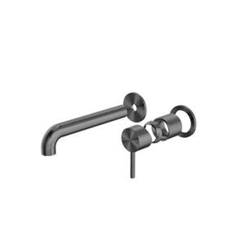 Zen Wall Basin Bath Mixer SS316L Graphite Separate Back Plate 185mm Spout Trim