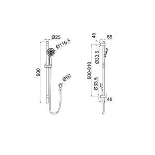 Elgin Rail Shower Gun Metal - Nero