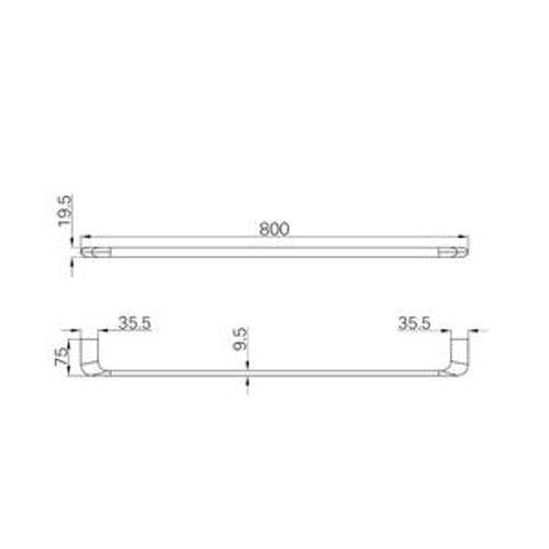 Elgin Single Towel Rail - Nero 800mm Gun Metal