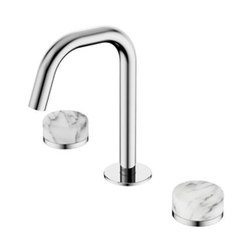 Serenity Basin Set Edge Spout With Arabescato Corchia Handle Chrome - Nero