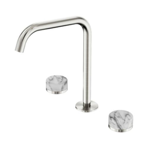 Serenity Bath/Kitchen Set Edge Spout With Arabescato Corchia Handle Brushed