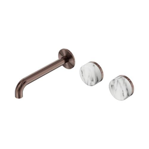 Serenity Wall Basin Set 185mm Offset Spout With Arabescato Corchia Handle