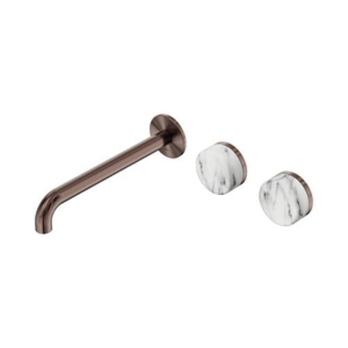 Serenity Wall Basin Set 220mm Offset Spout With Arabescato Corchia Handle