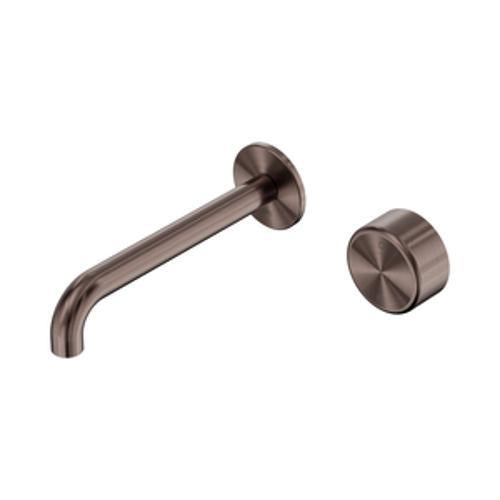 Serenity Progressive Wall Basin Mixer 185mm Spout With Metal Handle Brushed