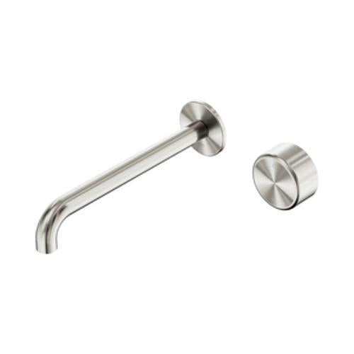 Serenity Progressive Wall Basin Mixer 220mm Spout With Metal Handle Brushed