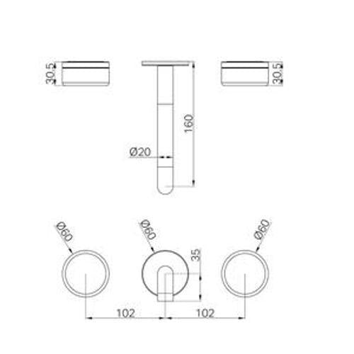 Serenity Wall Basin Set 160mm Spout With Marquina Black Handle Trim Kit Only