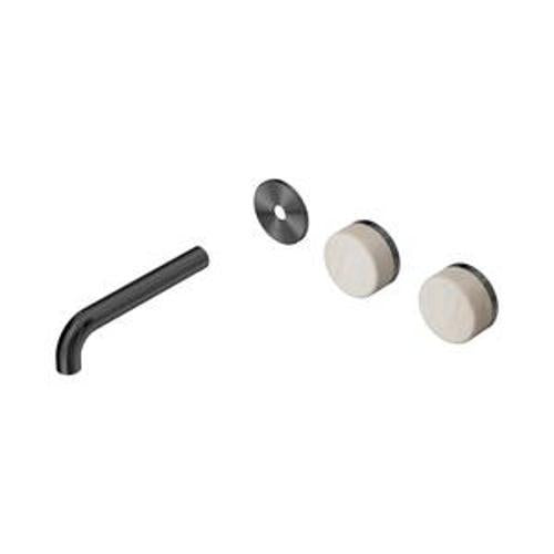 Serenity Wall Basin Set 160mm Offset Spout With Rome Travertine Handle Trim Kit