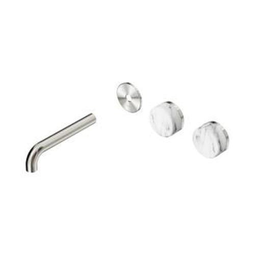 Serenity Wall Basin Set 160mm Offset Spout With Arabescato Corchia Handle Trim