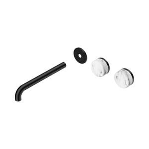 Serenity Wall Basin Set 220mm Offset Spout With Arabescato Corchia Handle Trim
