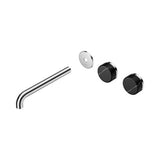 Serenity Wall Basin Set 220mm Offset Spout With Marquina Black Handle Trim Kit