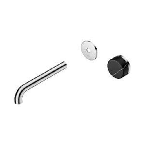 Serenity Progressive Wall Basin Mixer 185mm Spout With Marquina Black Handle