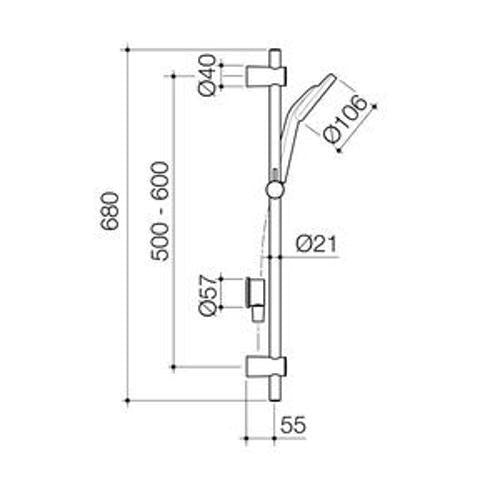Single Function Rail Shower Chrome All Pressure - Caroma