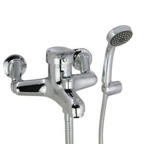 Forte Exposed Bath Mixer with Handshower 20mm Eccentrics Mains Pressure Chrome