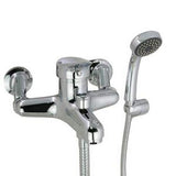 Forte Exposed Bath Mixer with Handshower 20mm Eccentrics Mains Pressure Chrome