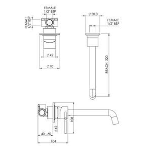 Tate Wall Mounted Basin Bath Mixer Custom - Felton