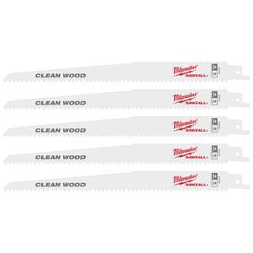 Sawzall Super Sharp Fleam Ground - Milwaukee 230mm 9 Inch 6TPI Blade 5 Pack