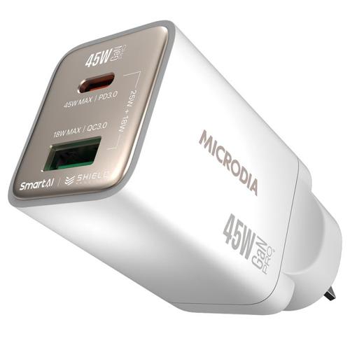 MICRODIA SMARTCUBE NANO 45W DUAL PORT GAN WALL CHARGER - WHITE
