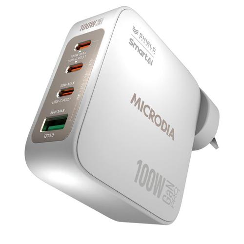 MICRODIA SMARTCUBE NANO 100W 4 PORT GAN WALL CHARGER - WHITE