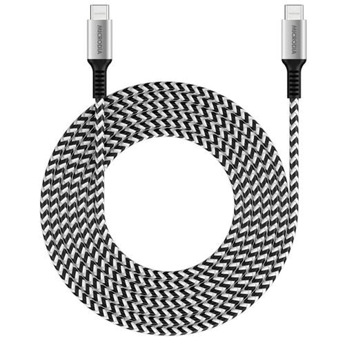 MICRODIA EXECABLE TWEED PD100W 2.6M USB-C TO USB-C CABLE - ZEBRA