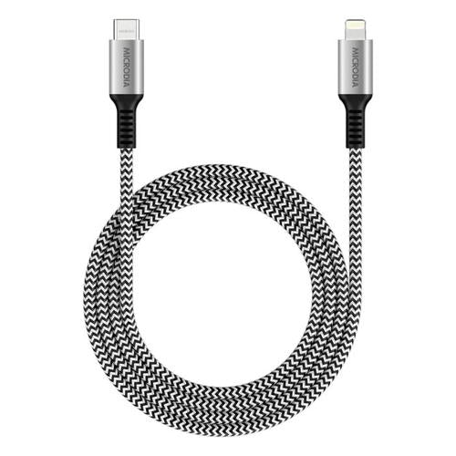 MICRODIA EXECABLE TWEED PD60W 1.3M USB-C TO LIGHTNING CABLE - ZEBRA
