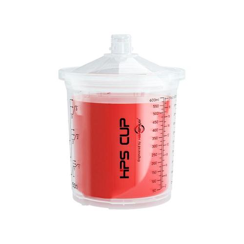 HANSPRAY HPS PAINT SYSTEM 600ML LINERS + HARD CUP WITH LOCKING LID 125 MICRON 50