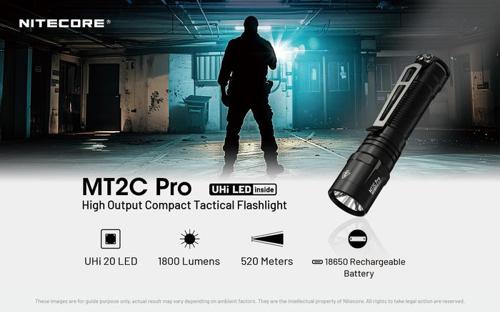 NITECORE MT2C PRO 1800 LUMENS USB RECHARGEABLE ULTRA LIGHTWEIGHT TACTICAL FLASHL