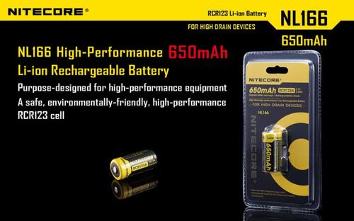 NITECORE LI-ION RECHARGEBALE BATTERY RCR123A (3.7V, 650mAh)