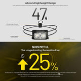 NITECORE USB C 400 LUMENS LED MCT ULTRA LIGHTWEIGHT HEADLAMP BLACK