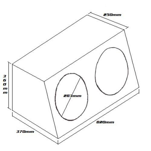 SUBWOOFER BOX FOR 2 x 12" SUB DOUBLE BLACK