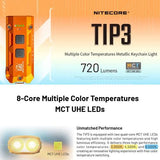 NITECORE TIP3 720 LUMEN KEYCHAIN LIGHT CLASSIC ALLOY ORANGE