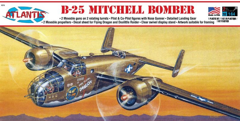 Atlastic Plastic Kit Set - 1/64 B-25 'Flying Dragons' w/s