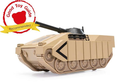 Diecast Military Armoured UK Car by Corgi with rotating turret and gun, perfect for play and collection.