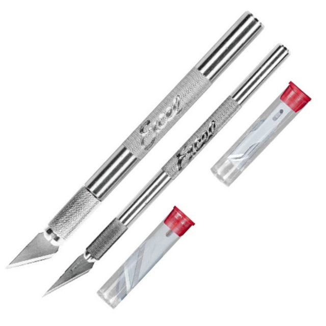 Excel Blades Hobby Tool set with #1 and #2 knives and 10 assorted blades, ideal for precision cutting and crafting.