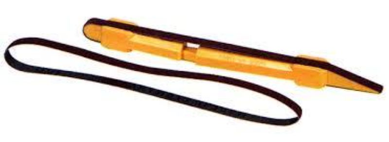Sanding stick with spare belt, ideal for smoothing and shaping materials for DIY and woodworking projects.