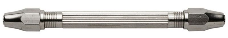 Double-ended pin vise in chrome steel, featuring two self-centering chucks for precision drilling in various materials.