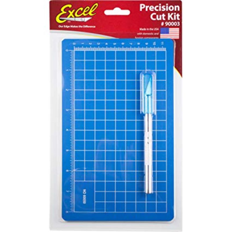 Mini Precision Cutting Kit featuring a 5.5" x 9.5" cutting mat and versatile Excel Blades K1 Aluminum Knife for precise cuts.