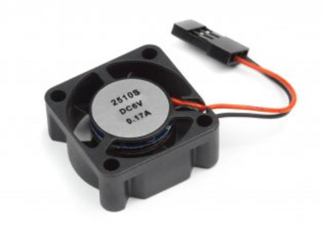 25mm cooling fan for EMH-3S ESC, enhancing RC performance with 6V operation and easy JR connector installation.