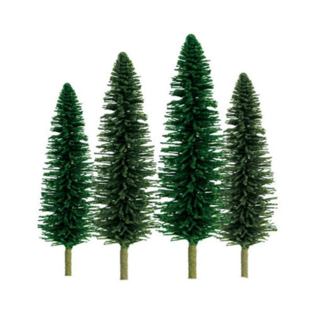 Detailed 152-254mm cedar trees set (12) for enhancing model scenery in various layouts and scales.