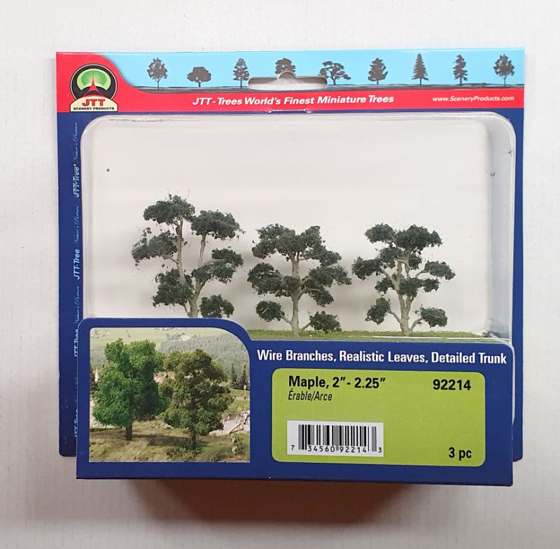 Lifelike JJT Model Scenery Maple Trees (50-57mm) set of three, perfect for enhancing model landscapes and dioramas.