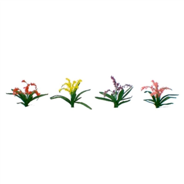 Colorful 10mm flower plants set (30) for HO scale model railways, perfect for enhancing dioramas with vibrant details.