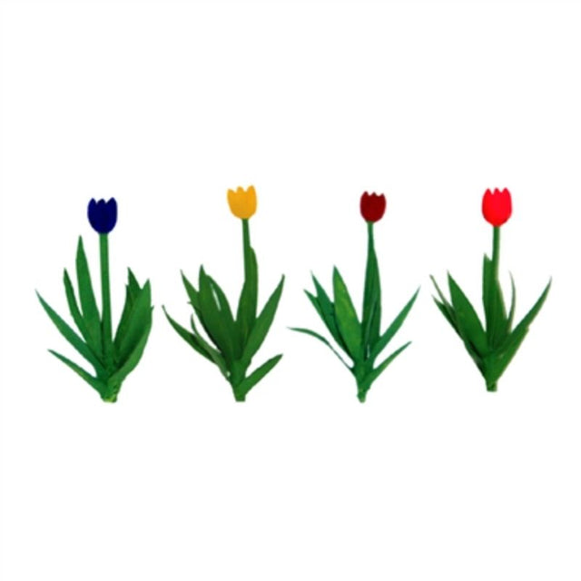 Vibrant 12mm tulips in HO scale, perfect for enhancing model railways and dioramas with realistic spring colors.