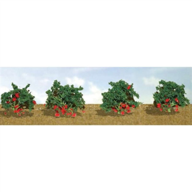 Detailed O scale strawberry patch accessory, featuring vibrant, realistic strawberries for enhancing model dioramas.