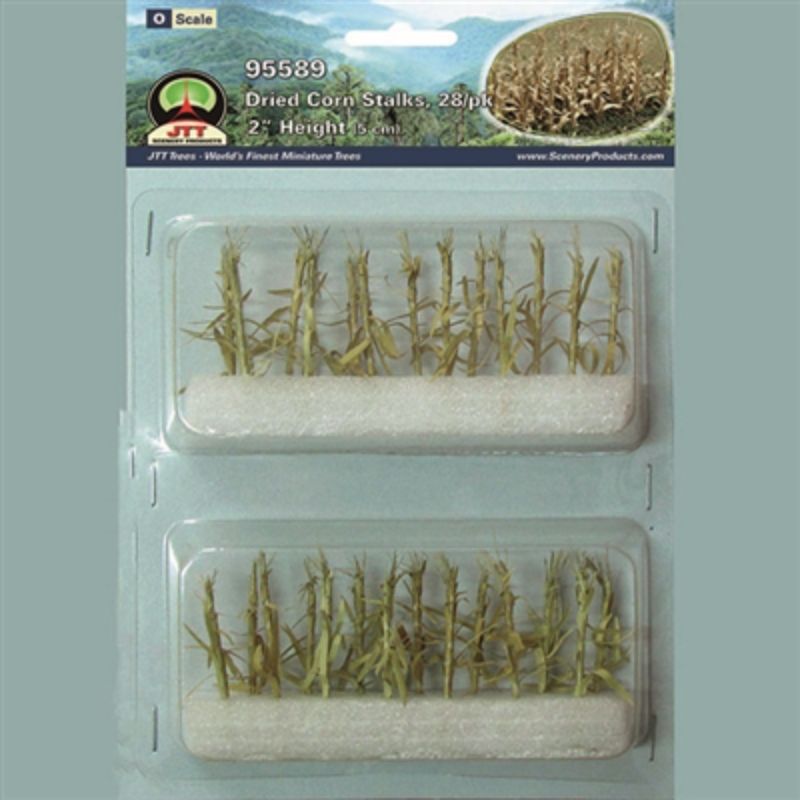 Detailed O scale model dried corn stalks, perfect for enhancing miniature landscapes and dioramas.
