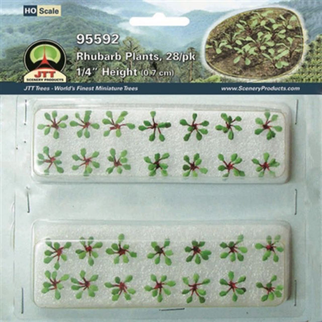 Realistic HO scale rhubarb model, vibrant colors for enhancing dioramas and model railway scenes. Perfect for natural landscapes.