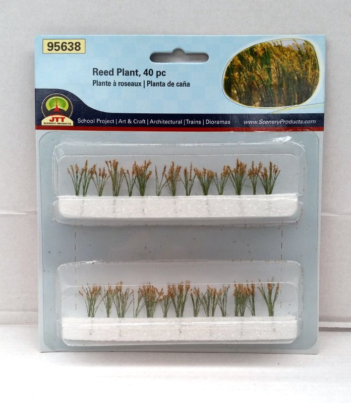 Realistic HO scale reeds (40) for model railways and dioramas, enhancing landscapes with lush, detailed vegetation.