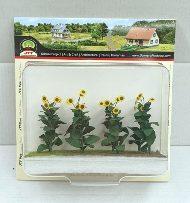 Realistic 75mm sunflower replicas, perfect for enhancing dioramas, railway scenes, and craft projects.