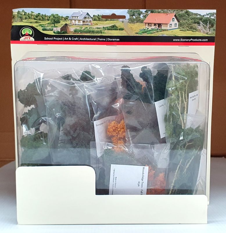 Realistic JJT Model Scenery Tree Set featuring coniferous and deciduous trees for enhancing dioramas and model landscapes.